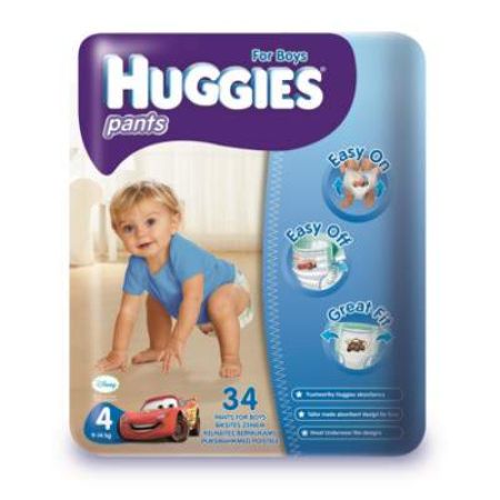 Scutece chilotei nr.4 Pants Boys, 9-14 kg, 34 bucati, Huggies