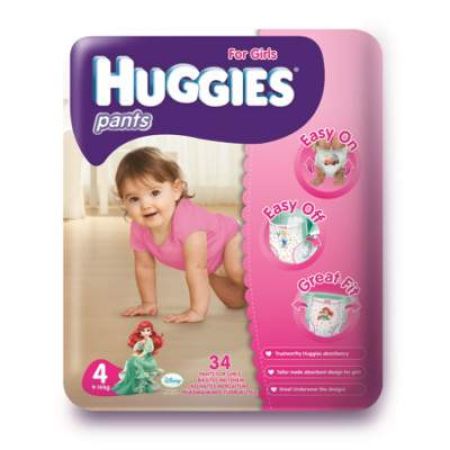 Scutece chilotei nr.4 Pants Girls, 9-14 kg, 34 bucati, Huggies