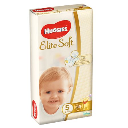 Scutece Elite Soft Nr. 5, 12- 22kg, 56 bucati, Huggies