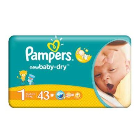 Scutece nr.1 Newbaby-dry, 2-5 kg, 43 bucati, Pampers