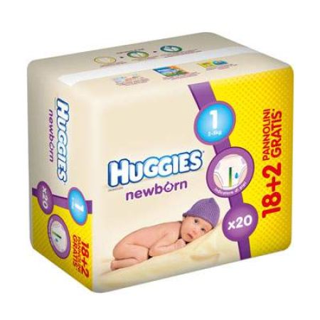 Scutece nr. 1 NewBorn, 2-5 kg, 18+2 bucati, Huggies