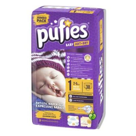 Scutece nr.1 Pufies Art Dry, 2-5 kg, 38 buc, Ficosota Sintez