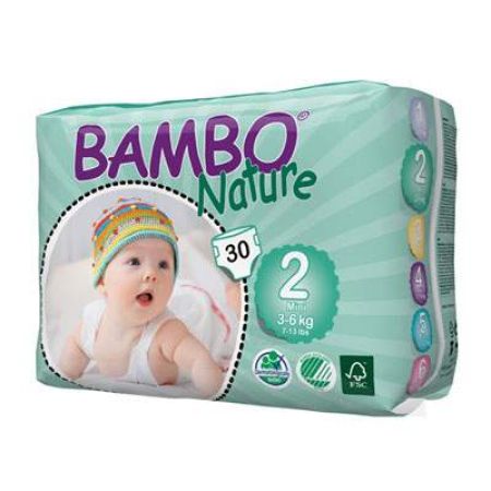 Scutece nr.2 Mini, 3-6 kg, 30 bucati, 310132, Bambo Nature