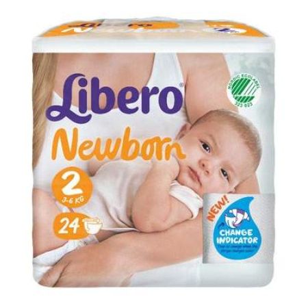 Scutece Nr.2 New Born, 3-6 kg, 24 bucati, Libero