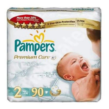 Scutece nr. 2 Premium Care, 3-6 kg, 90 bucati, Pampers