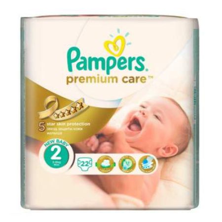 Scutece nr. 2 Premium Care Mini, 3-6 kg, 22 bucati, Pampers