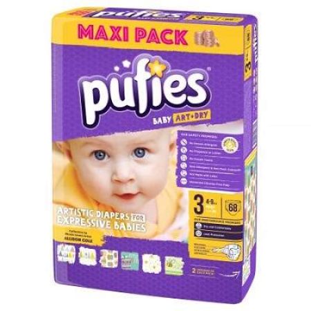 Scutece nr.3 Pufies Baby Art Midi, 4-9 kg, 68 buc, Ficosota Sintez