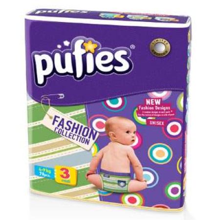 Scutece nr.3 Pufies Fashion Collection Mini, 4-9 kg, 78 bucati, Ficosota Sintez