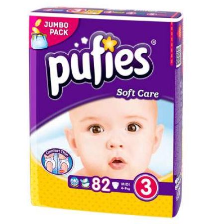 Scutece nr.3 Pufies Midi Soft Care, 4-9 kg, 82 buc, Ficosota Sintez