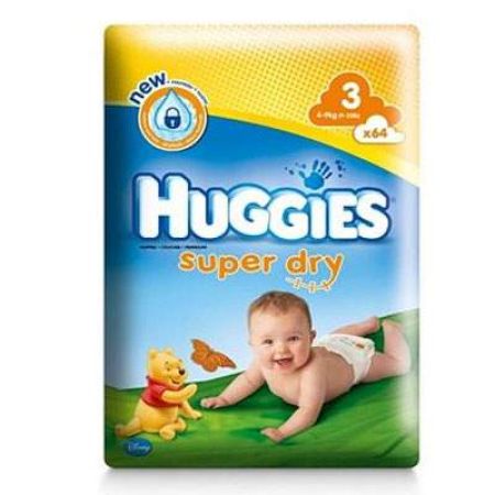 Scutece nr. 3 Super Dry, 4-9 kg, 64 bucati, Huggies