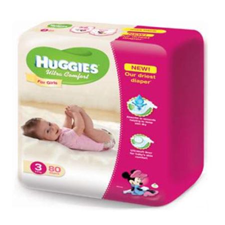 Scutece nr.3 Ultra Comfort Girl, 5 -9 kg, 80 bucati, Huggies