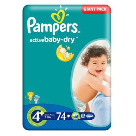 Scutece nr. +4 Jumbo Maxi Plus, 9-16 kg, 74 bucati, Pampers