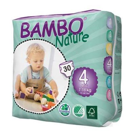 Scutece nr.4 Maxi, 7-18 Kg, 30 bucati, 310134, Bambo Nature