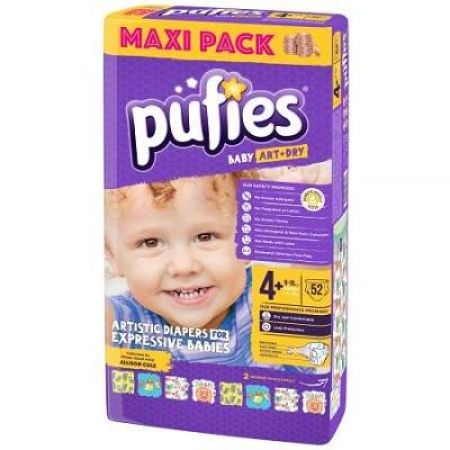 Scutece nr.4+ Pufies Baby Art, 9-16Kg, 52 buc, Ficosota Sintez