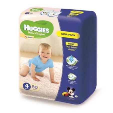 Scutece nr.4 Ultra Comfort Boy, 8-14 Kg, 80 bucati, Huggies