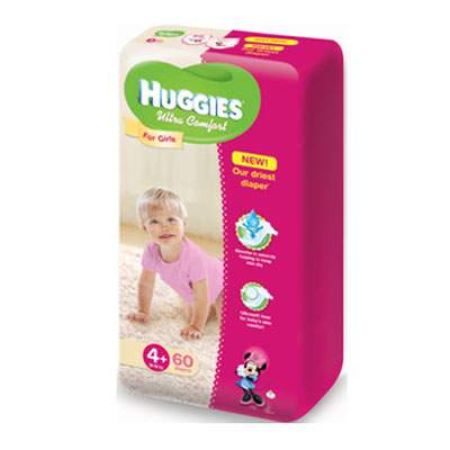 Scutece nr.4+ Ultra Comfort Girl, 10-16 kg, 60 bucati, Huggies