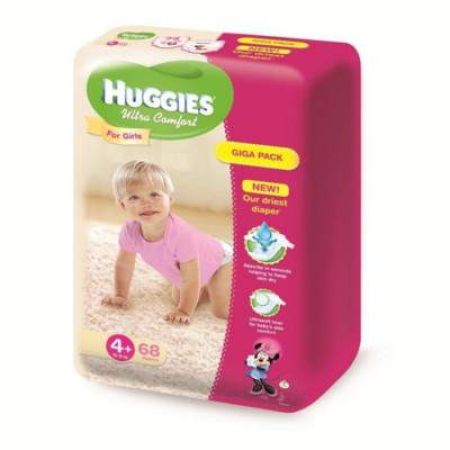 Scutece nr.4+ Ultra Comfort Girl, 10-16 kg, 68 bucati, Huggies