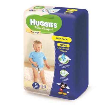 Scutece nr.5 Ultra Comfort Boy, 12-22 kg, 64 bucati, Huggies