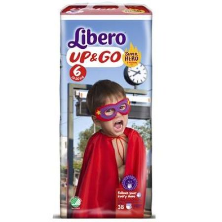 Scutece, numarul 6, Up&Go Super Hero, 13-20kg, 38 bucati, Libero