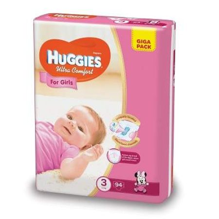 Scutece - Ultra Confort, Girl, Giga nr 3, 5-9 kg, 94 buc, Huggies