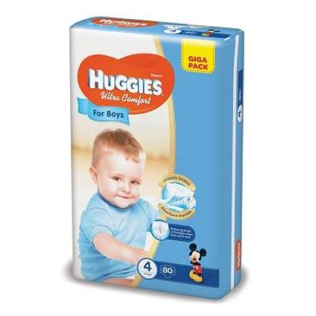 Scutece - Ultra Confort, Boy, Giga nr 4 , 8-14 Kg, 80 bucati, Huggies