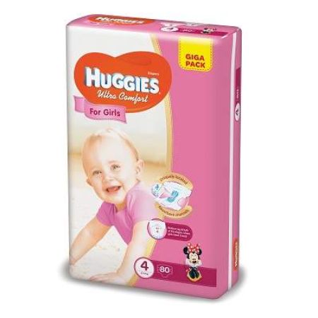 Scutece - Ultra Confort, Girls, nr 4, 8-14 Kg, 80 bucati, Huggies