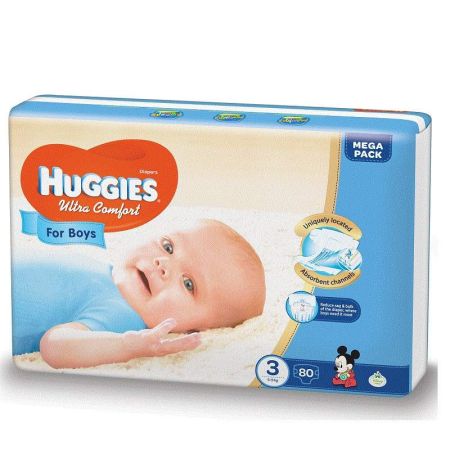 Scutece Ultra Comfort Boy Nr. 3,  5-9 kg, 80 bucati, Huggies