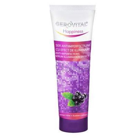 Ser anti-imperfectiuni cu efect de iluminare, cu extract de afine, pentru ten gras-mixt, Gerovital Happiness, 50 ml, Farmec