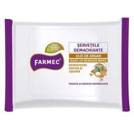 Servetele demachiante cu ulei de argan, 20buc, Farmec