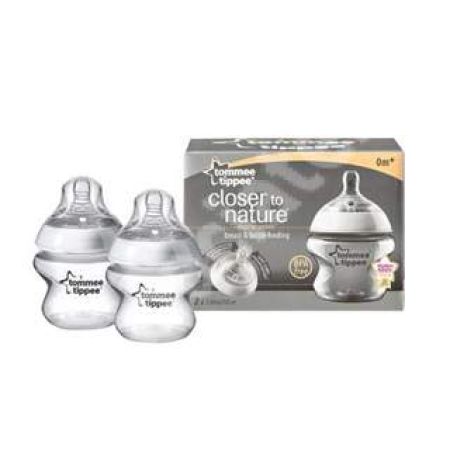 Set 2 biberoane PP tetina silicon Closer to Nature, +0 luni, 150 ml, 42242071, Tommee Tippee