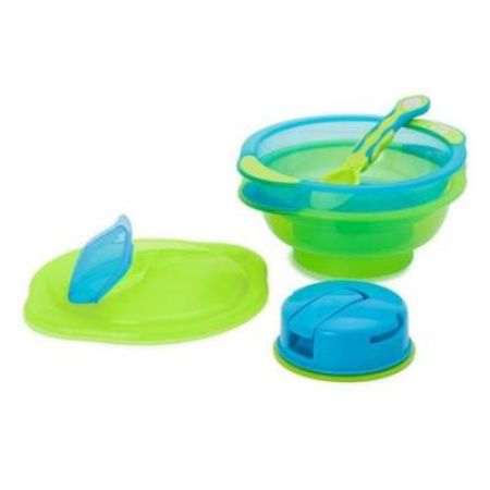 Set 2 boluri cu ventuza albastru, +9 luni, 340 ml, 442041, Vital Baby