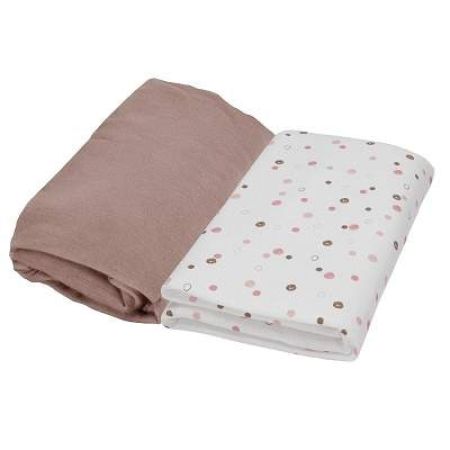 Set 2 cearceafuri, taupe si bulinute, 60x120 cm, 067062, DouxNid