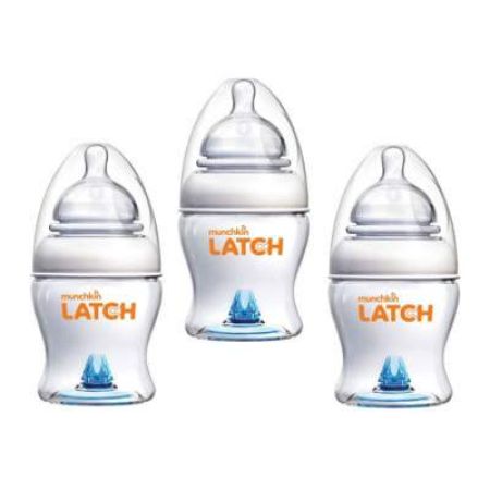 Set 3 biberoane cu supapa anticolici Latch, 120 ml, +0 luni, 1274, Munchkin