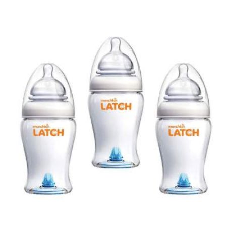 Set 3 biberoane cu supapa anticolici Latch, 240 ml, +0 luni, 1275, Munchkin 