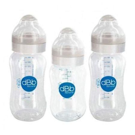 Set 3 biberoane din tritan cu tetina din silicon alb LO, 1x250ml 2x330ml, 129405, dBb Remond