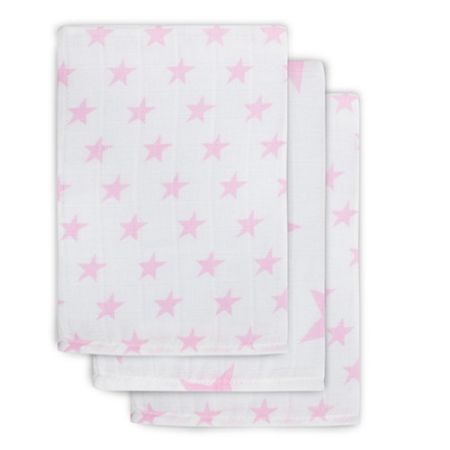 Set 3 scutece refolosibile Little Stars Pink, 15 x 21 cm, Jollein