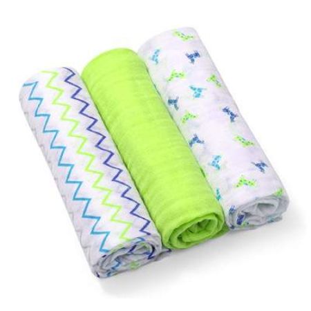 Set 3 scutece textile bumbac verde, 382/03, Babyono