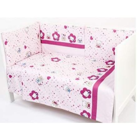 Set lenjerie pentru patut, Funny Kitty, 60x120 cm, Bebedeco