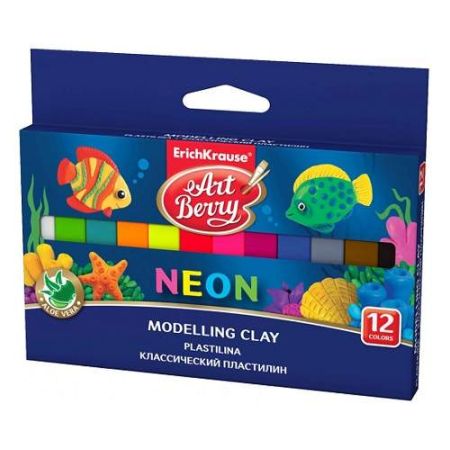 Set plastilina cu Aoe Vera Neon, 12 br, EK41766, ErichKrause