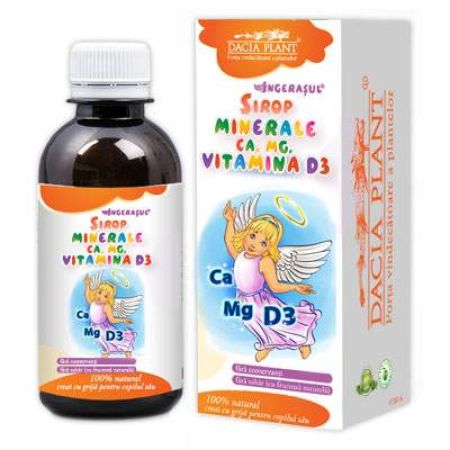 Sirop minerale Ca, Mg si Vitamina D3 Ingerasul, 200 ml, Dacia Plant