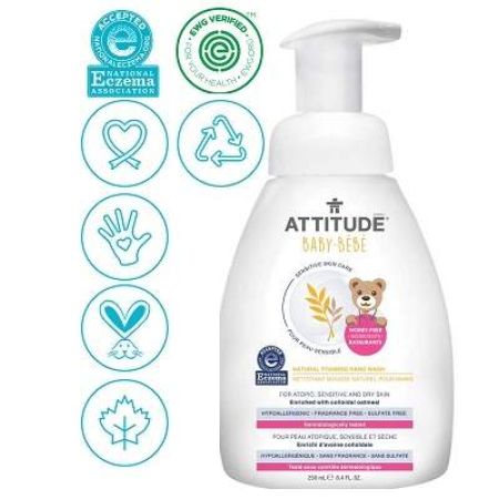 Spuma de maini cu pompita Sensitive Skin, +0luni, 250ml, Attitude