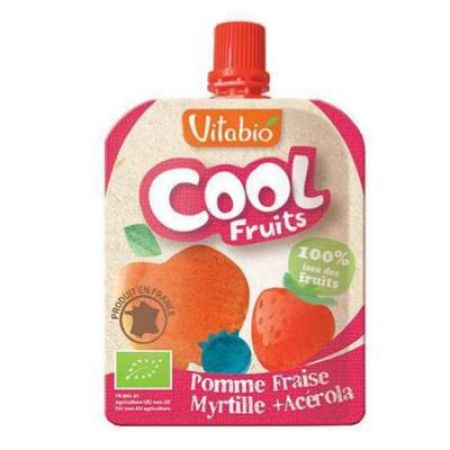 Suc Organic de mar, capsuni, afine si acerola Cool Fruits, 90 g, Vitabio