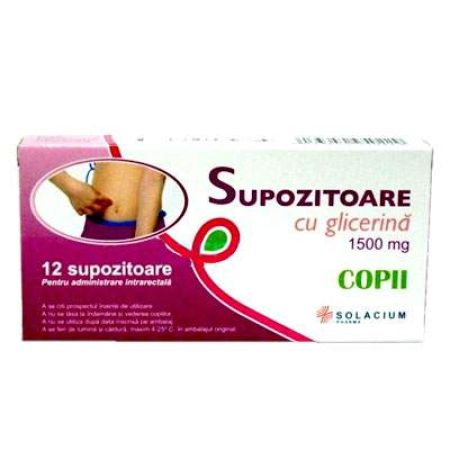 Supozitoare pentru copii cu glicerina 1500 mg, 12 bucati, Solacium Pharma