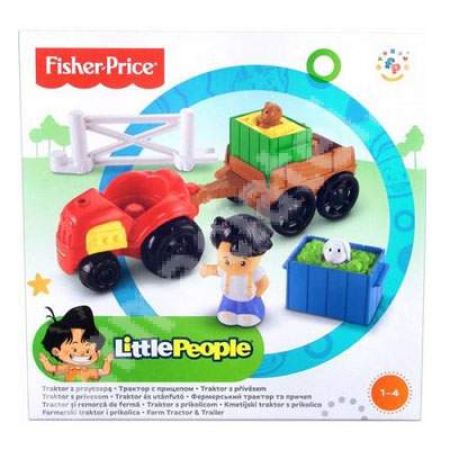 Tractor cu remorca pentru ferma Little People, Y8202, Fisher Price