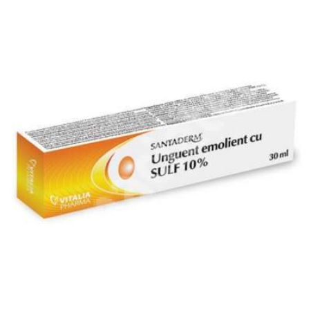 Unguent emolient cu Sulf, 10%, 30 ml, Santaderm