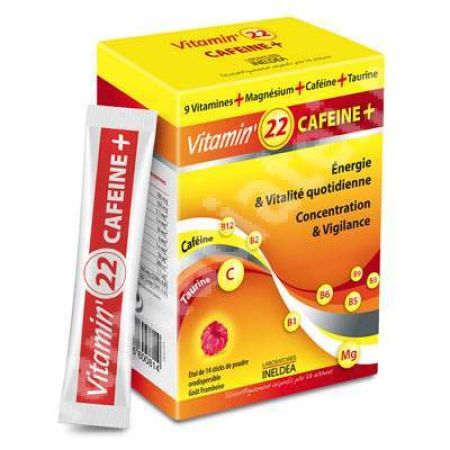 Vitamin 22 Cafeine+, 14 plicuri, Laboratoires Ineldea