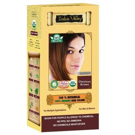 Vopsea de par 100% vegetala bio, nuanta Chestnut Brown, Indus Valley