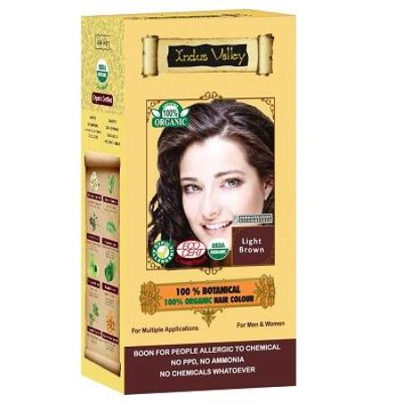 Vopsea de par 100% vegetala bio, nuanta Light Brown, Indus Valley