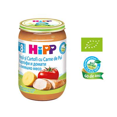 Meniu Bio pui cu rosii si cartofi, Gr. 8 luni, 220 g, Hipp