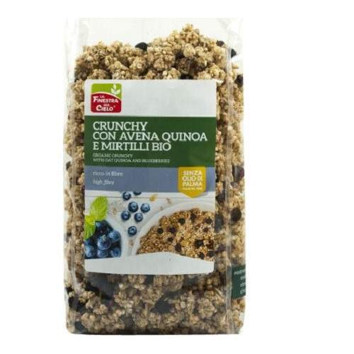 Musli Bio crocant cu ovaz, quinoa si afine fara zahar, 375 g, La Finestra Sul Cielo